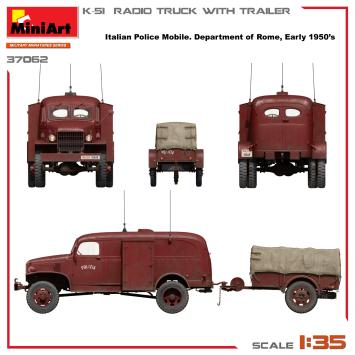 MiniArt 37062 K-51 RADIO TRUCK WITH TRAILER