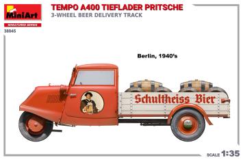 MiniArt 38045 Tempo A400 Tieflader Pritsche 3-Wheel Beer Delivery Truck