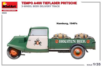 MiniArt 38045 Tempo A400 Tieflader Pritsche 3-Wheel Beer Delivery Truck