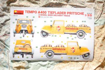 MiniArt 38045 Tempo A400 Tieflader Pritsche 3-Wheel Beer Delivery Truck