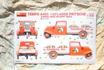 MiniArt 38045 Tempo A400 Tieflader Pritsche 3-Wheel Beer Delivery Truck